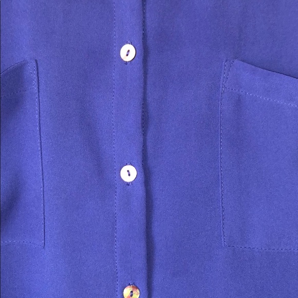 Cobalt blue button down sleeveless top - Picture 3 of 5